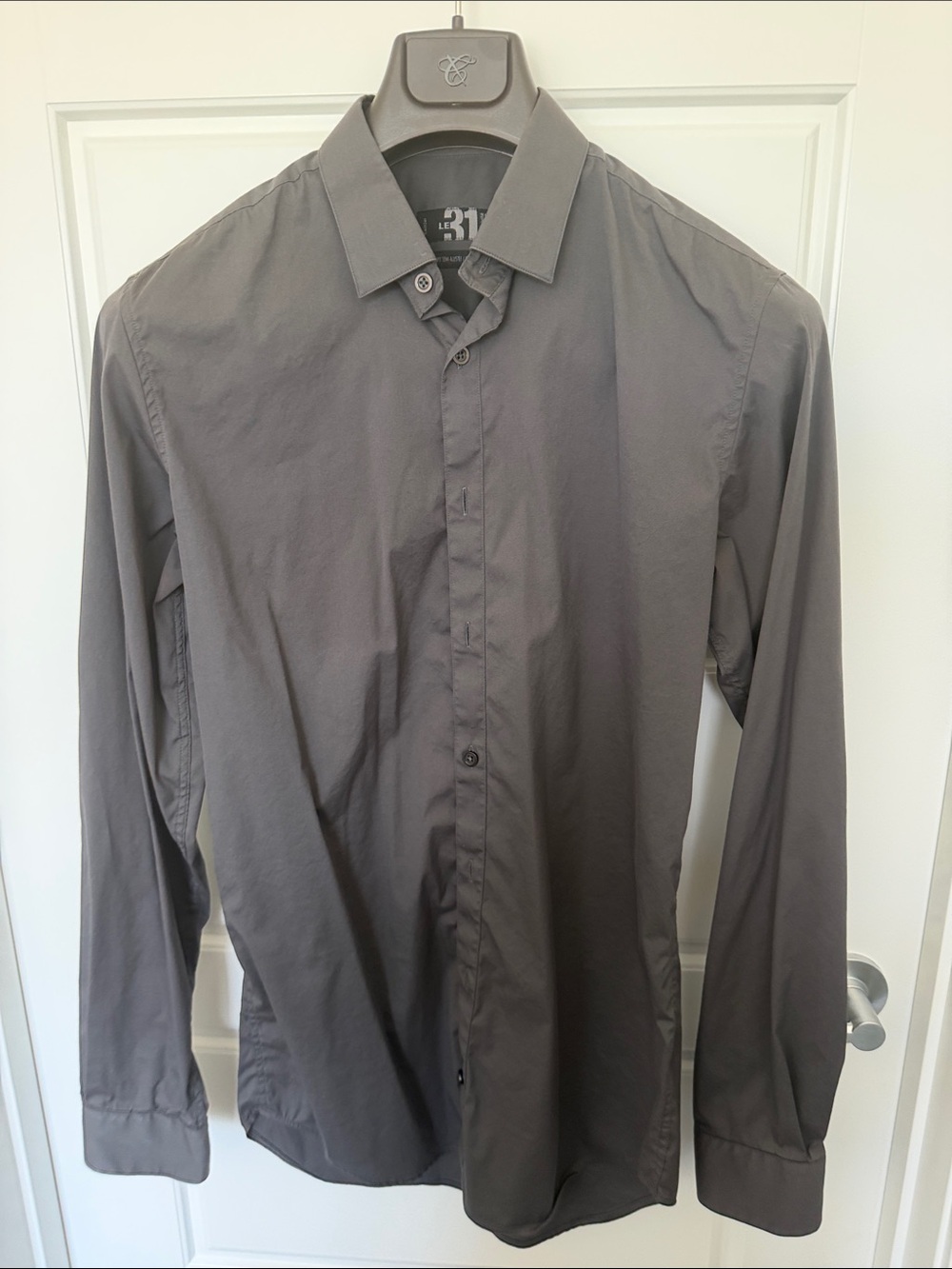 Simon’s Men's Gray Long-Sleeve Button-Down Shirt